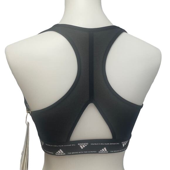 New Adidas XS 32DD Black Medium Support Removeable Pads Training Sports Bra - Picture 3 of 4